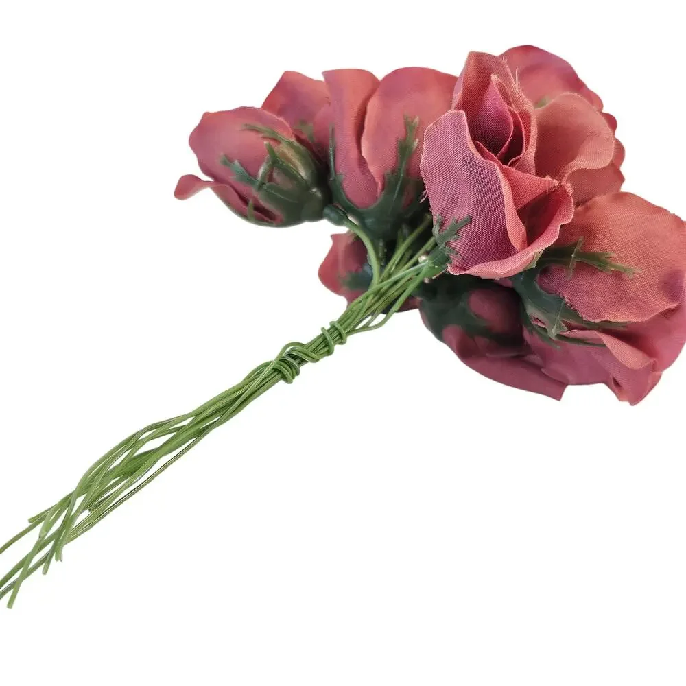 24 Pink Mauve Silk Rose Picks 1 in Artificial Flowers Wedding Craft Floral Decor